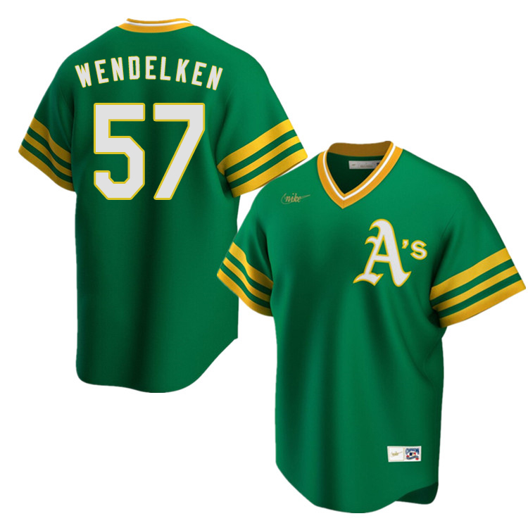 Nike Men #57 J.B. Wendelken Oakland Athletics Cooperstown Baseball Jerseys Sale-Green